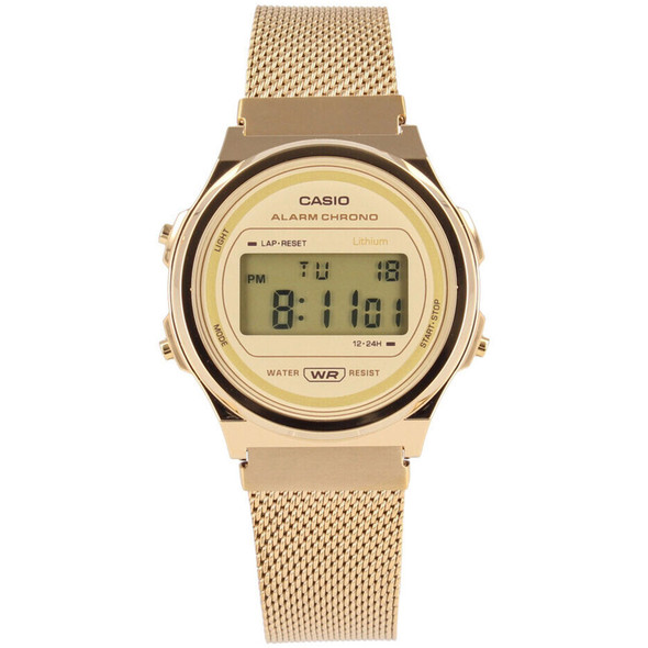 Casio Mesh A171WEMG-9A A171WEMG-9ADF A171WEMG-9 Gold Retro Alarm Watch Casio Mesh A171WEMG-9A A171WEMG-9ADF A171WEMG-9 Gold Retro Alarm Watch
